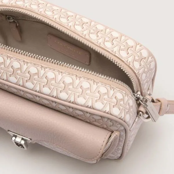 Coccinelle Beat Coated Monogram Small Multi Blancorosette Women Coccinelle Crossbody Bags