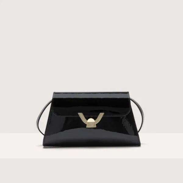 Coccinelle Dew Patent Small Noir Women Coccinelle Shoulder Bags