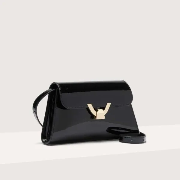 Coccinelle Dew Patent Small Noir Women Coccinelle Shoulder Bags Coccinelle Dew Patent Small Noir Women Coccinelle Shoulder Bags