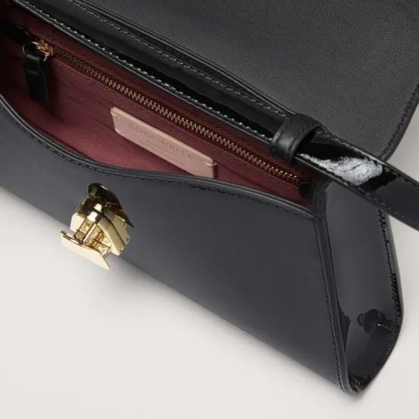 Coccinelle Dew Patent Small Noir Women Coccinelle Shoulder Bags Coccinelle Dew Patent Small Noir Women Coccinelle Shoulder Bags