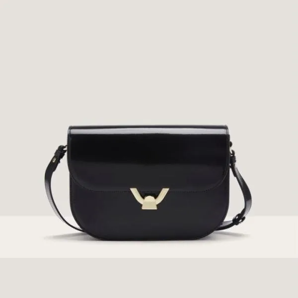 Coccinelle Dew Shiny Calf Medium Noir Women Coccinelle Crossbody Bags