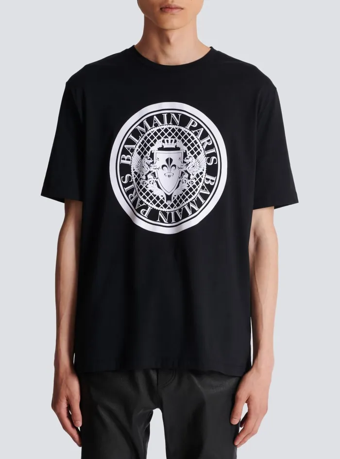 Coin Tshirt Black Men Balmain TShirts