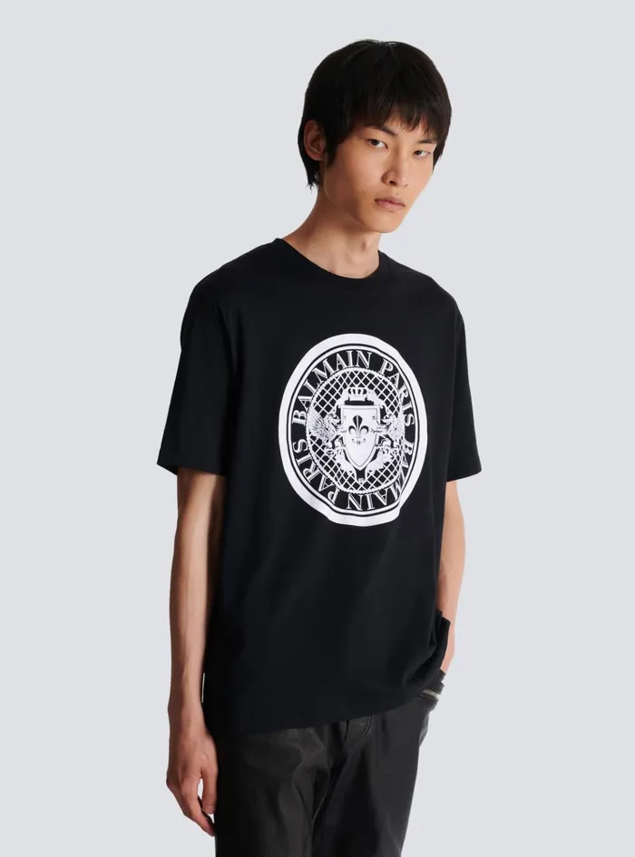 Coin Tshirt Black Men Balmain TShirts