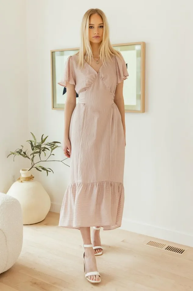 Collins Textured Midi Dress In Pink Pink Women Bohme Dresses