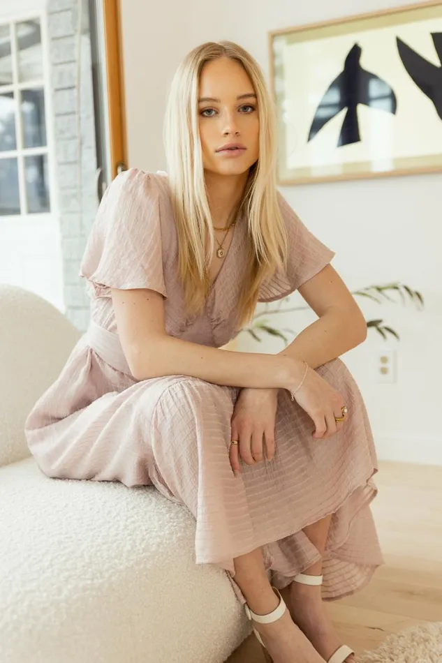 Collins Textured Midi Dress In Pink Pink Women Bohme Dresses