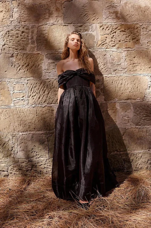 Cordelia Corseted Maxi Dress Black Women Aje Maxi Dresses