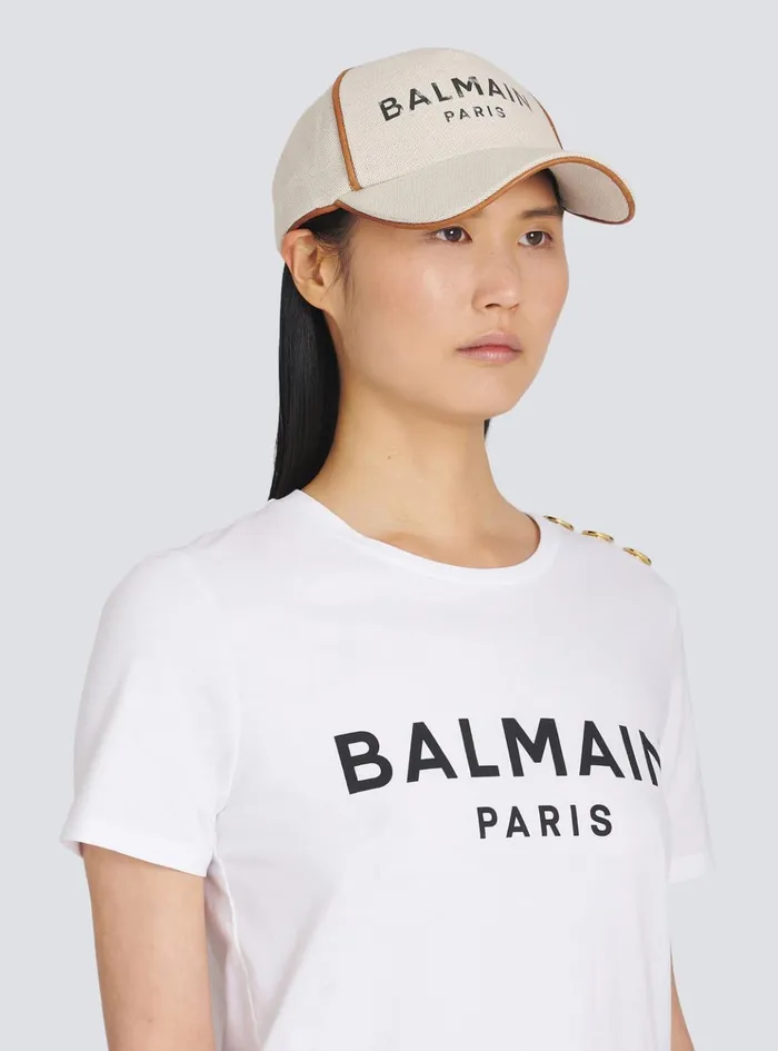 Cotton BArmy Cap With Logo White Women Balmain Hats And Caps