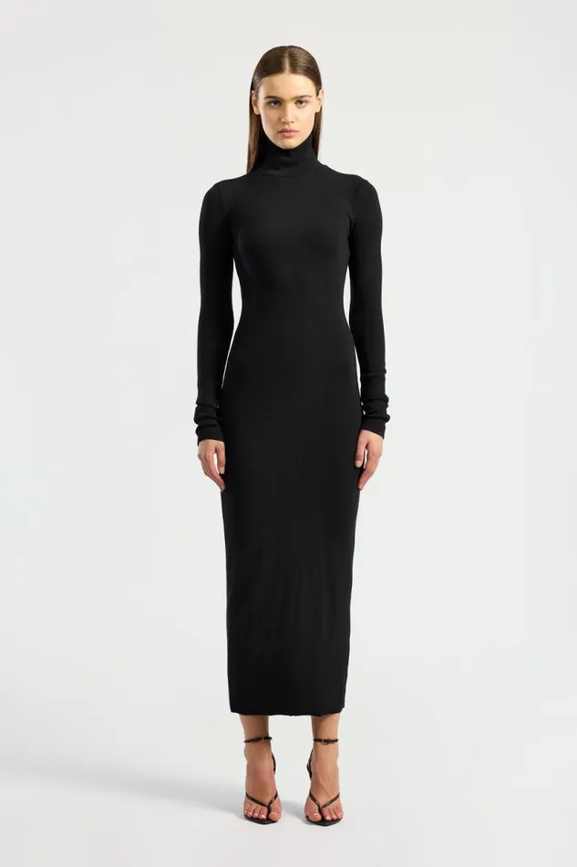 COTTON CITIZEN DRESSES Verona Turtleneck Maxi Dress Jet Black 8211 Women