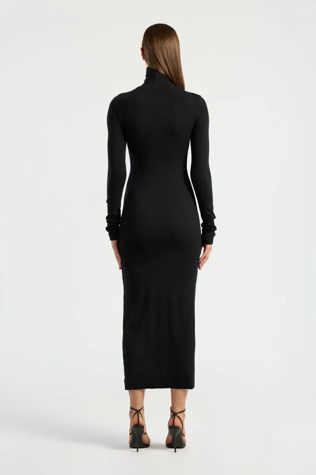 COTTON CITIZEN DRESSES Verona Turtleneck Maxi Dress Jet Black 8211 Women