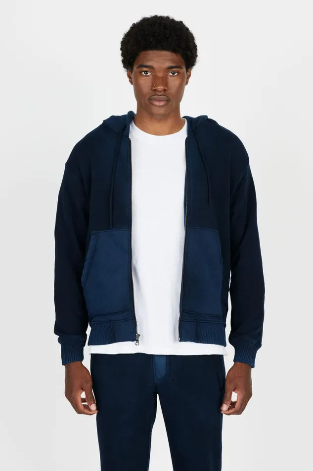 COTTON CITIZEN SWEATSHIRTS Bronx Zip Hoodie Sale Vintage Navy 8211 Men