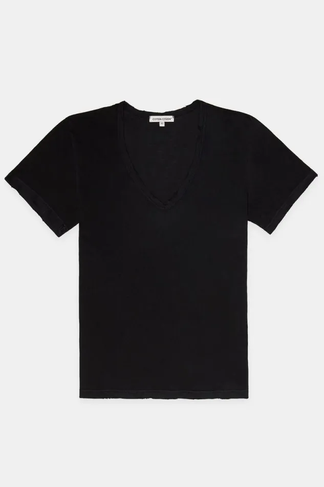 COTTON CITIZEN TEES Standard VNeck Tee Jet Black 8211 Women
