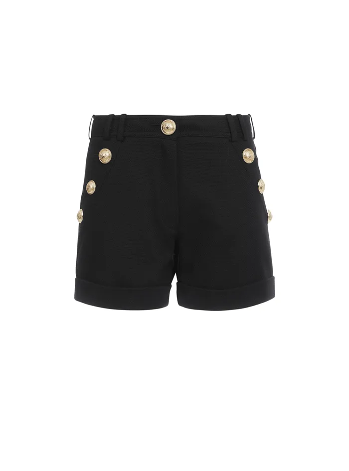 Cotton Lowrise Shorts Black Women Balmain Trousers And Shorts
