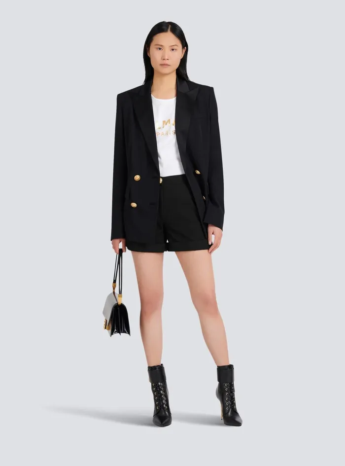 Cotton Lowrise Shorts Black Women Balmain Trousers And Shorts