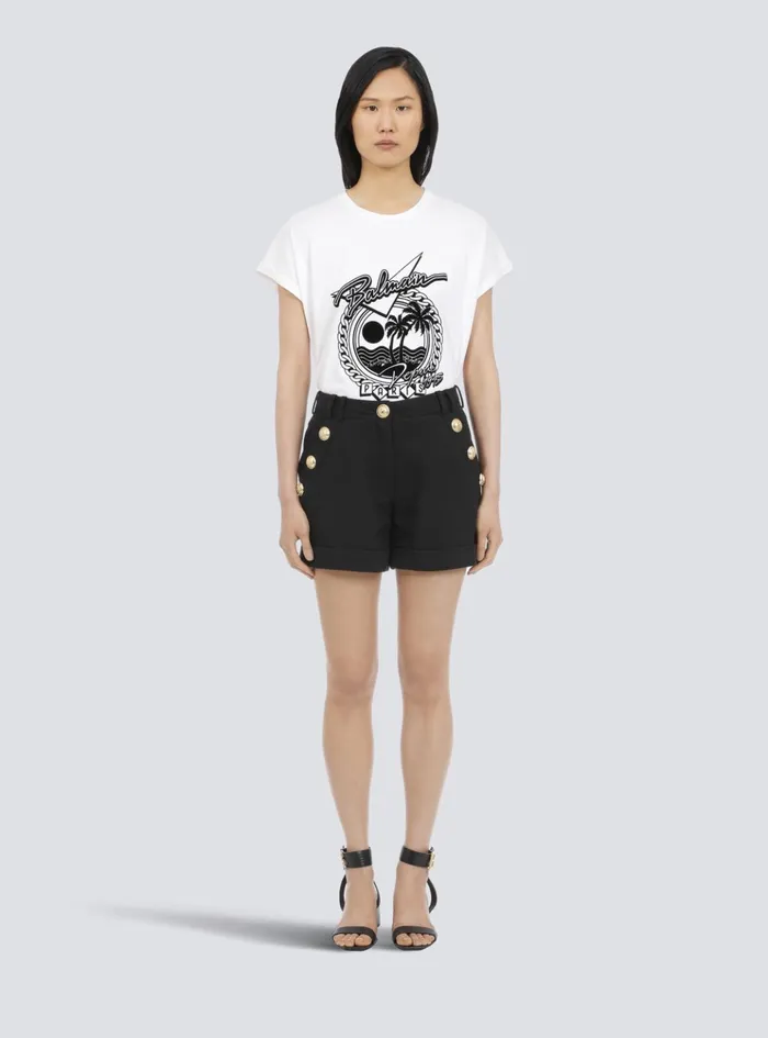 Cotton Lowrise Shorts Black Women Balmain Trousers And Shorts
