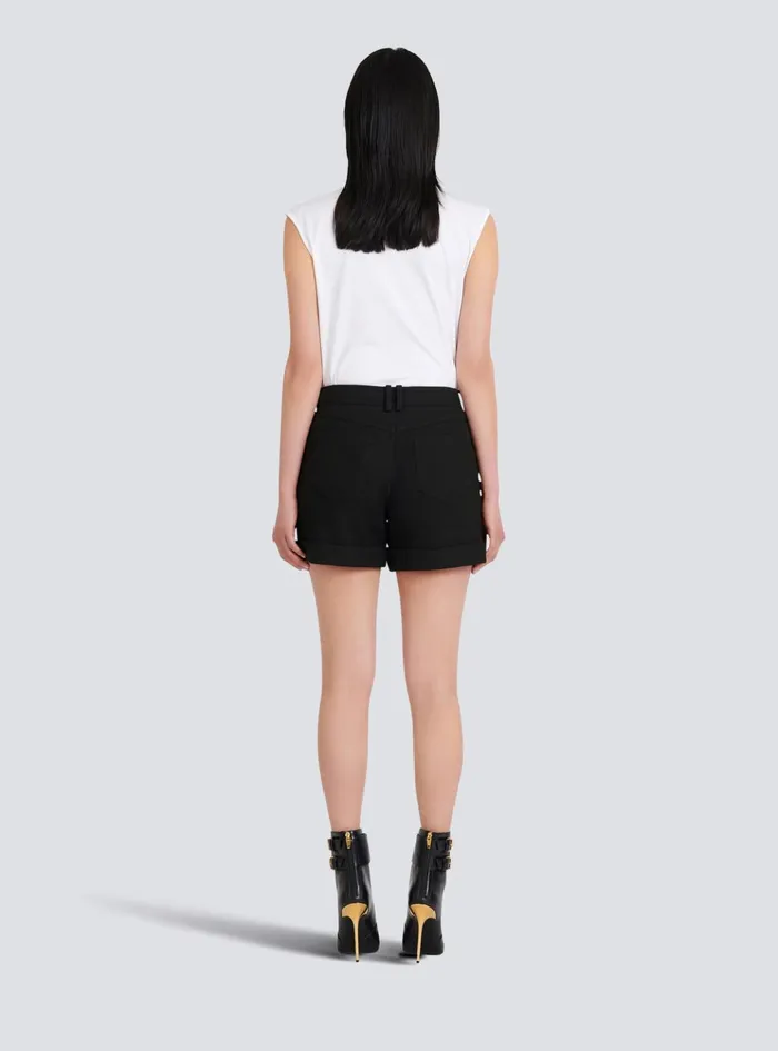 Cotton Lowrise Shorts Black Women Balmain Trousers And Shorts