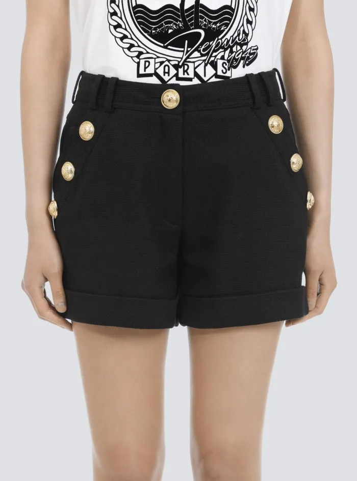 Cotton Lowrise Shorts Black Women Balmain Trousers And Shorts