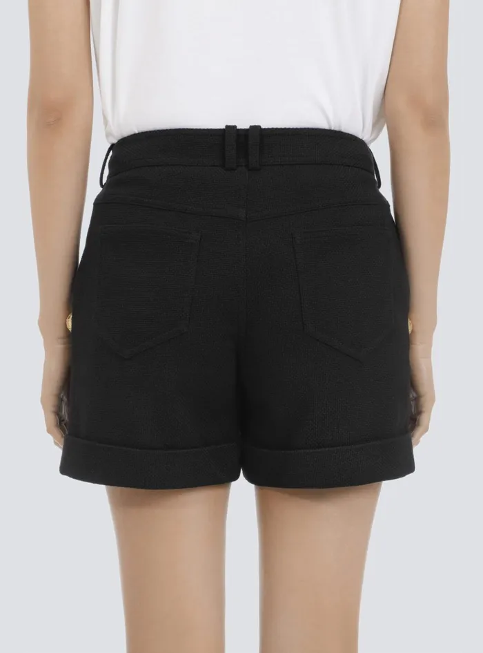 Cotton Lowrise Shorts Black Women Balmain Trousers And Shorts