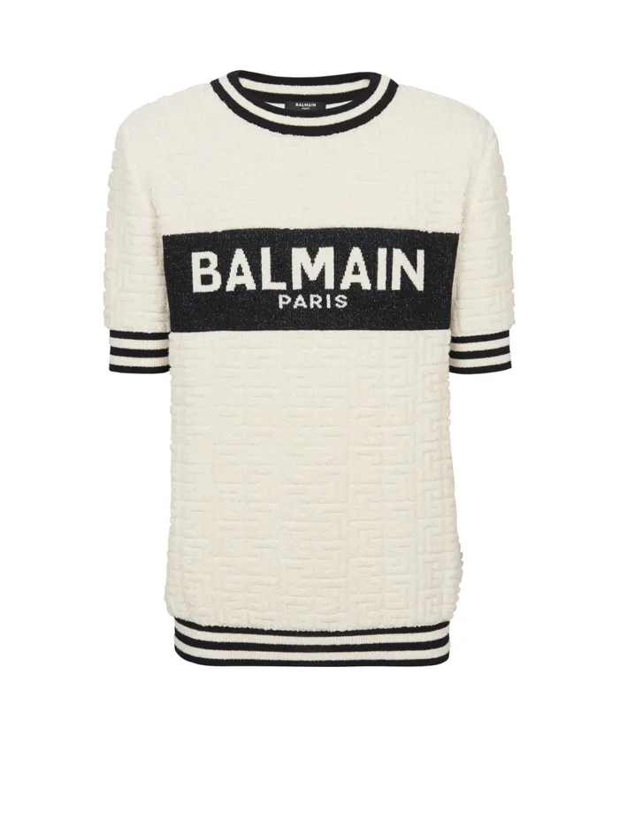 Cotton Terry Tshirt White Men Balmain TShirts