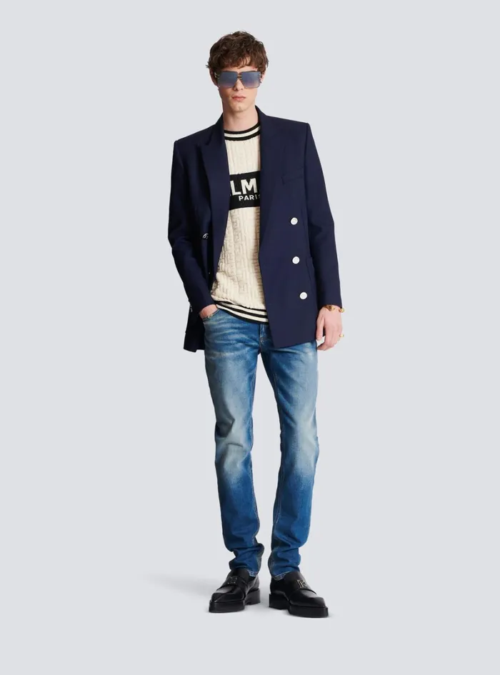 Cotton Terry Tshirt White Men Balmain TShirts