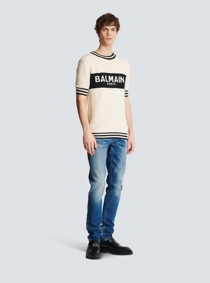 Cotton Terry Tshirt White Men Balmain TShirts