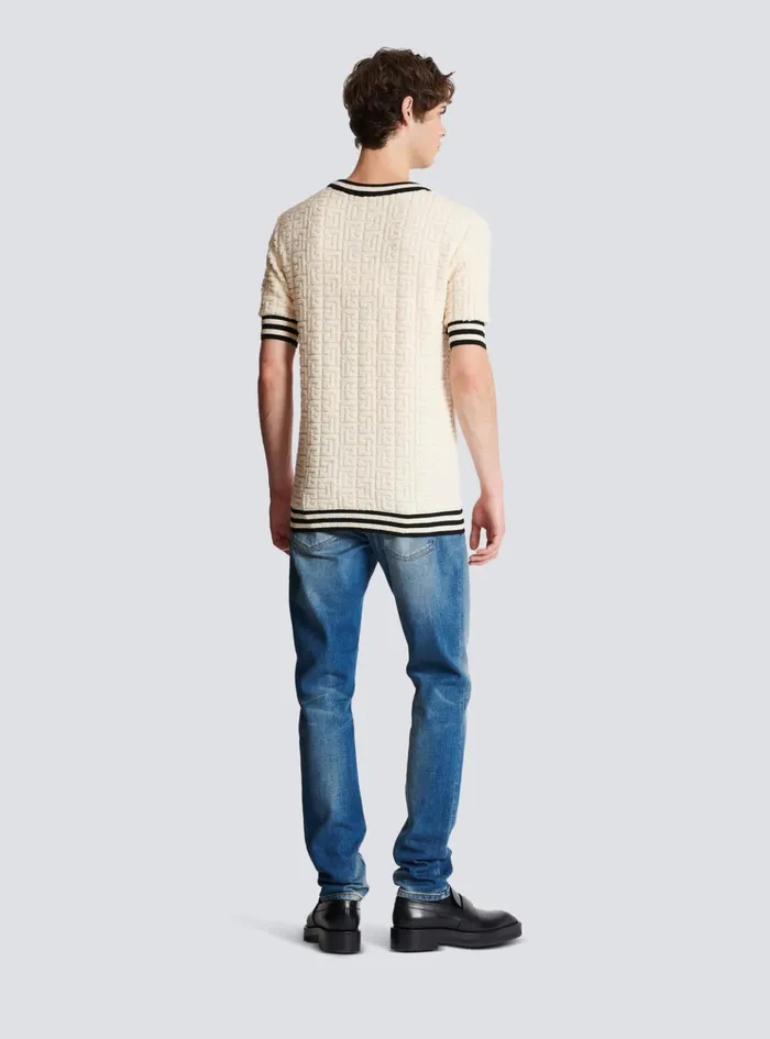 Cotton Terry Tshirt White Men Balmain TShirts