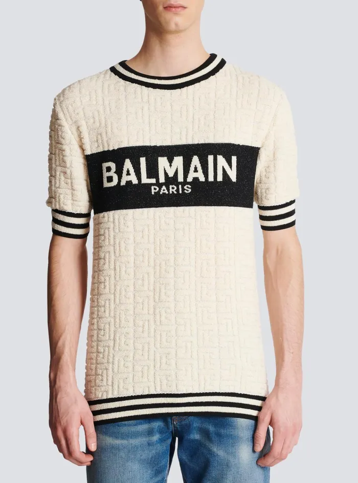 Cotton Terry Tshirt White Men Balmain TShirts