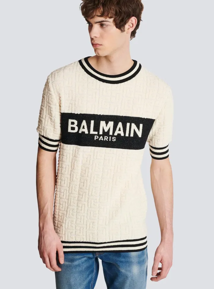 Cotton Terry Tshirt White Men Balmain TShirts