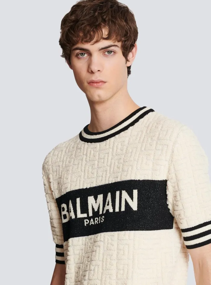 Cotton Terry Tshirt White Men Balmain TShirts