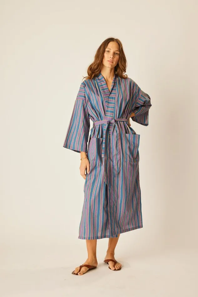 Coverups Shop Natalie Martin DIANE SMOKING JACKET Batik Stripe Lavender