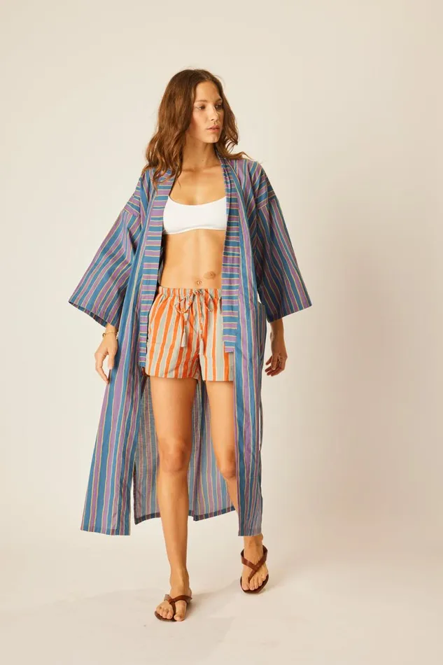 Coverups Shop Natalie Martin DIANE SMOKING JACKET Batik Stripe Lavender