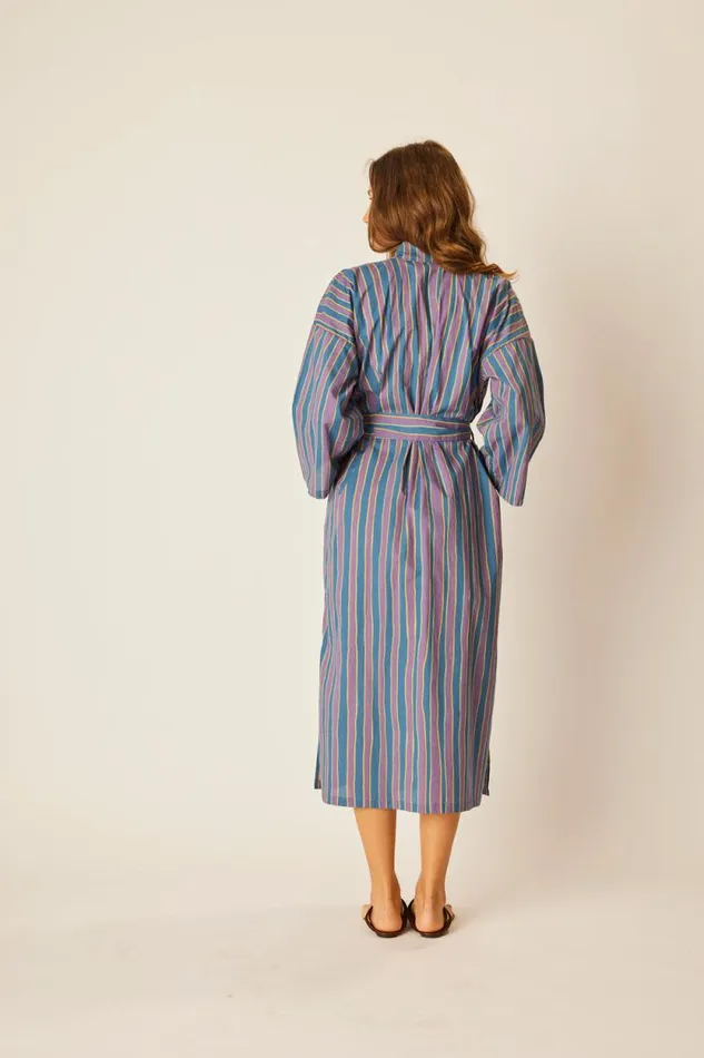 Coverups Shop Natalie Martin DIANE SMOKING JACKET Batik Stripe Lavender