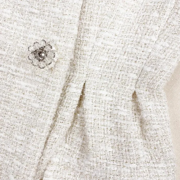 Cream Metallic Boucle Mini Dress Women Self Portrait Dresses