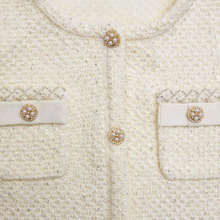 Cream Sequin Knit Dress Kids Self Portrait Knitwear Cream Sequin Knit Dress Kids Self Portrait Knitwear