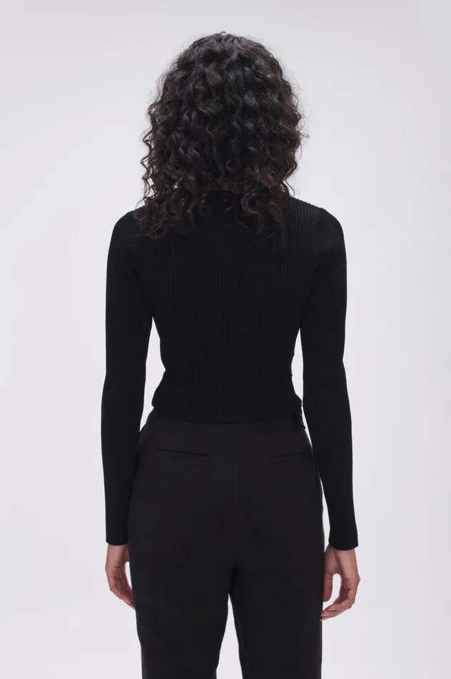 Crescent Knit Crop Top Black Women Aje Knitwear 038 Jumpers