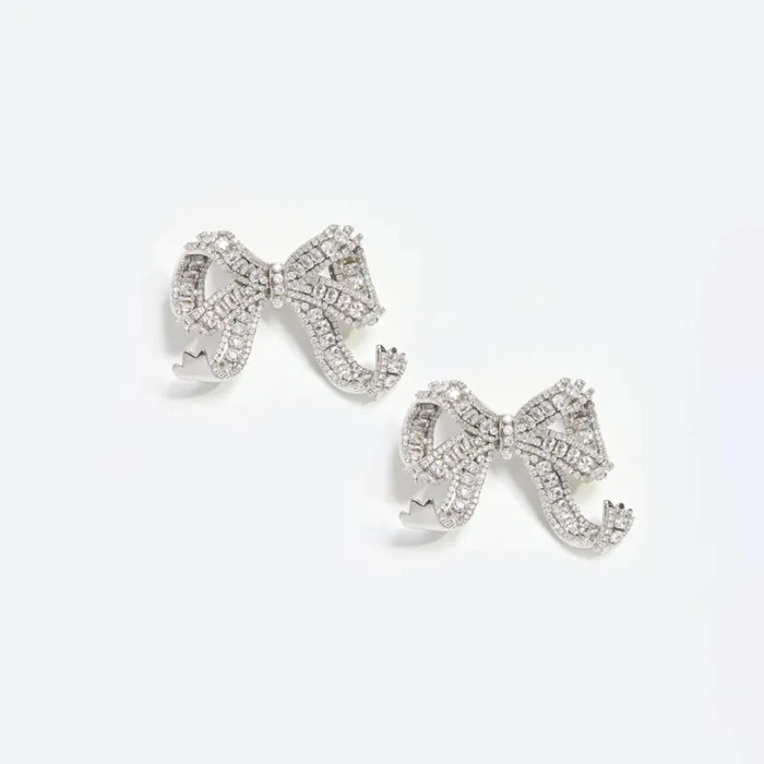 Crystal Bow Earrings Women Self Portrait Accessories