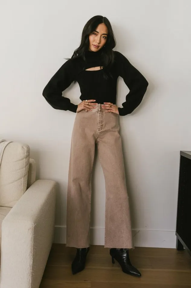 Cut Out Turtleneck Sweater In Black Black Women Bohme Tops