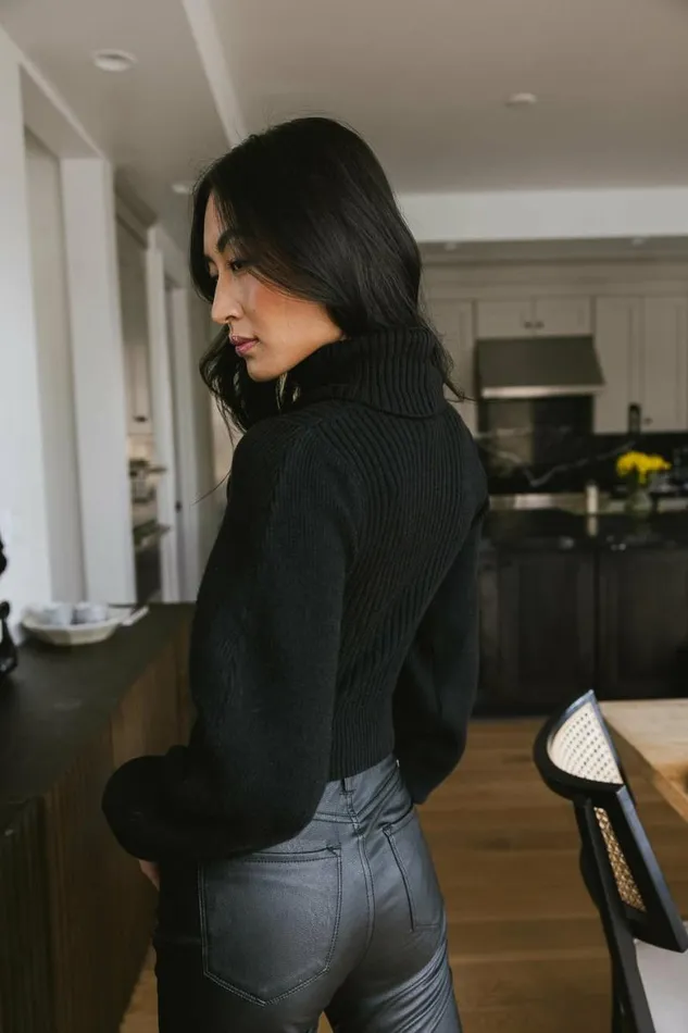 Cut Out Turtleneck Sweater In Black Black Women Bohme Tops