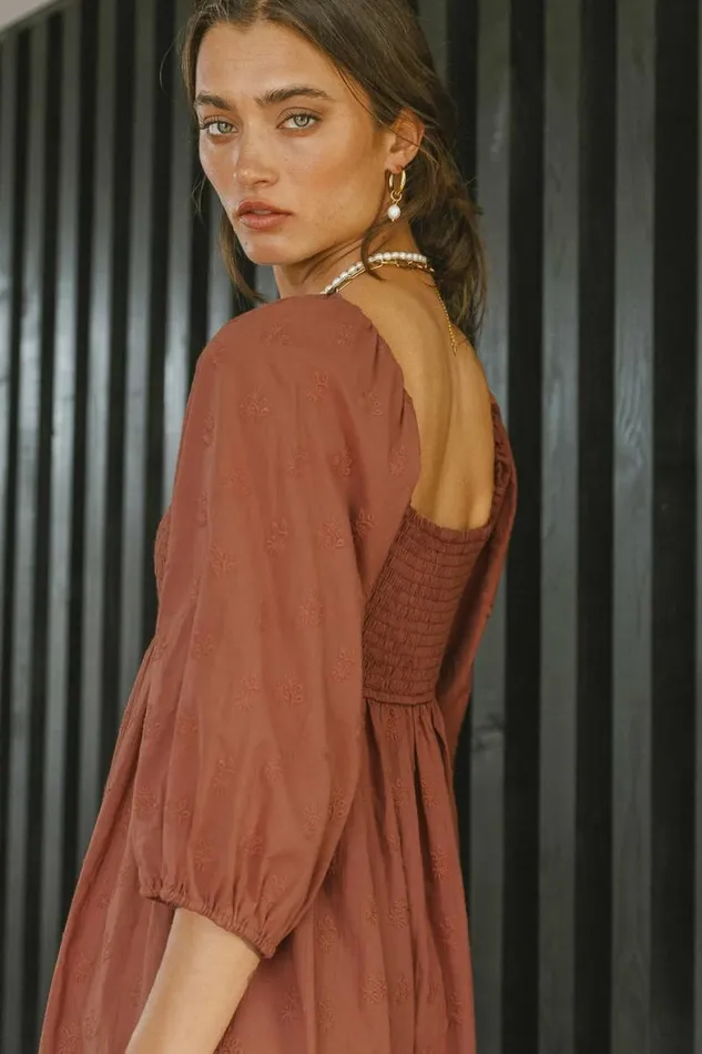 Danica Embroidered Dress Rust Women Bohme Dresses