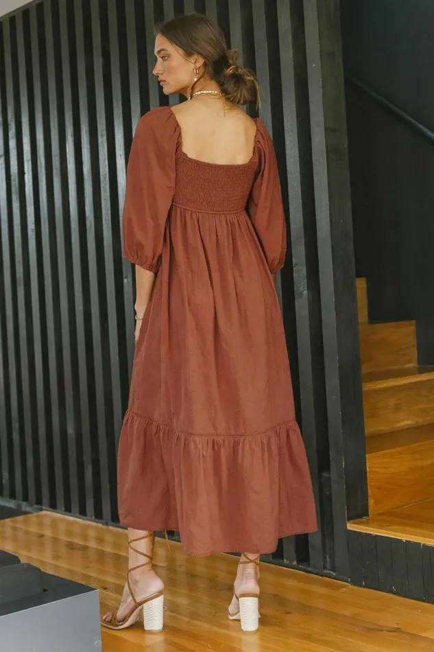 Danica Embroidered Dress Rust Women Bohme Dresses
