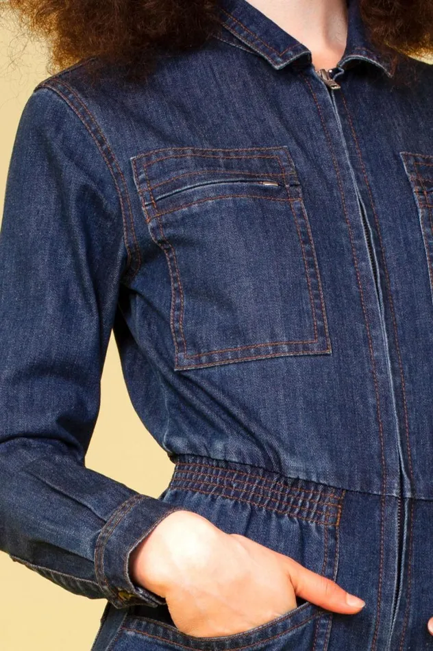 Danny Stretch Drill Boilersuit Raw Denim Womens LF Markey One Pieces