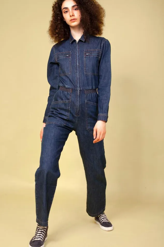Danny Stretch Drill Boilersuit Raw Denim Womens LF Markey One Pieces