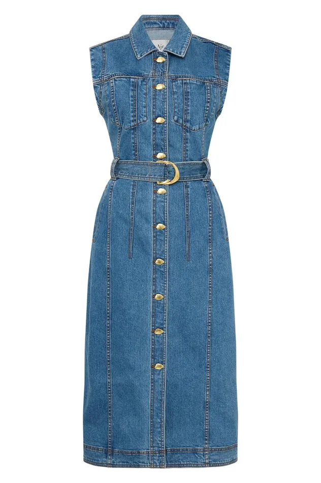 Darcie Denim Midi Dress 90039s Wash Women Aje Denim