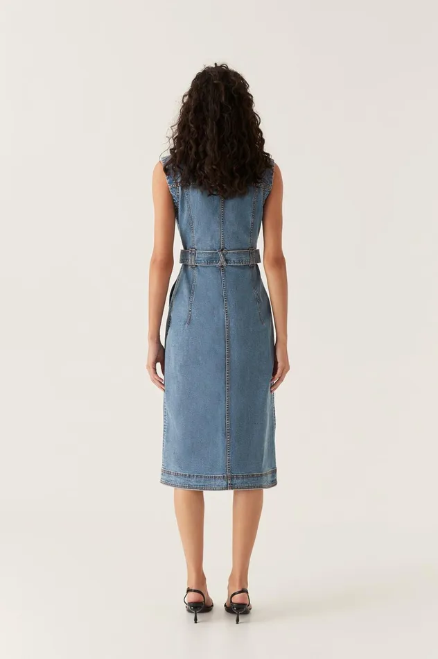 Darcie Denim Midi Dress 90039s Wash Women Aje Denim