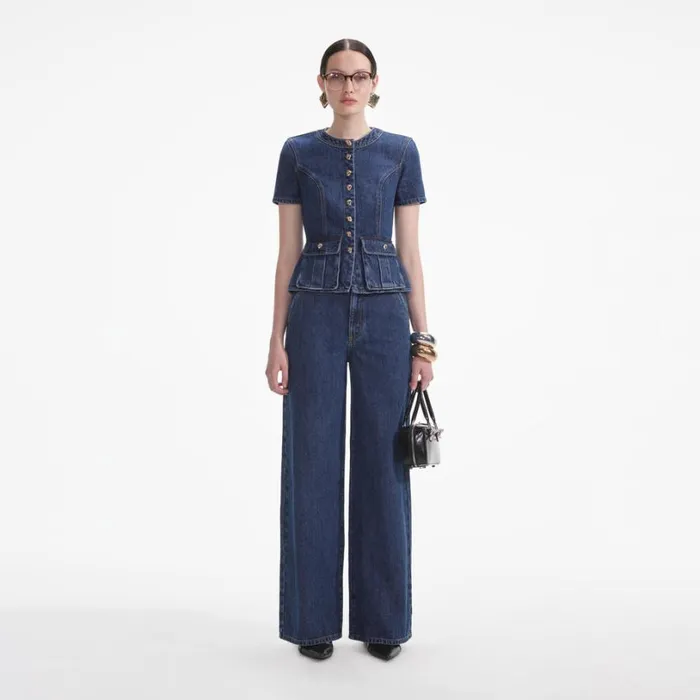 Denim Buttoned Jumpsuit Women Self Portrait Dresses