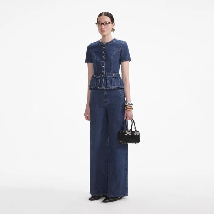 Denim Buttoned Jumpsuit Women Self Portrait Dresses