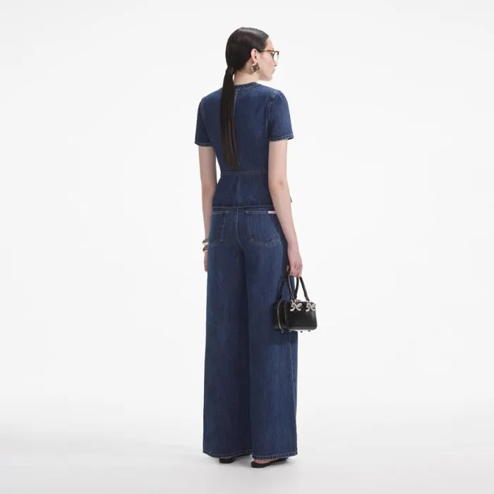 Denim Buttoned Jumpsuit Women Self Portrait Dresses