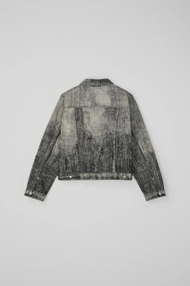 Denim Men Camper Denim Faded Black Paint Print Denim Jacket