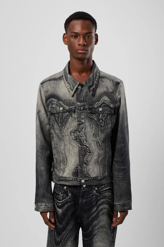 Denim Men Camper Denim Jacket BlackGray Denim Jacket
