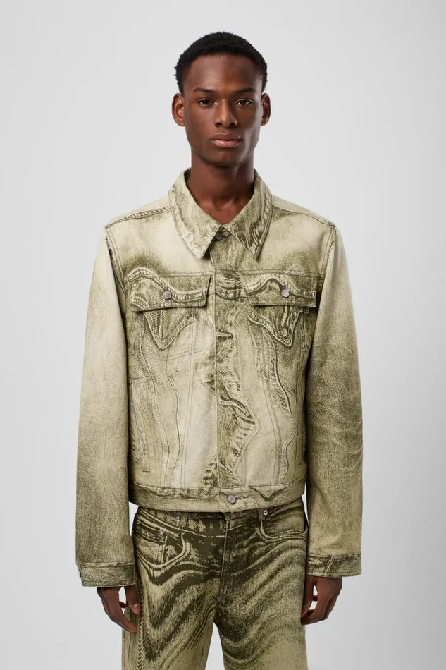 Denim Men Camper Denim Jacket BlackGreen Denim Jacket