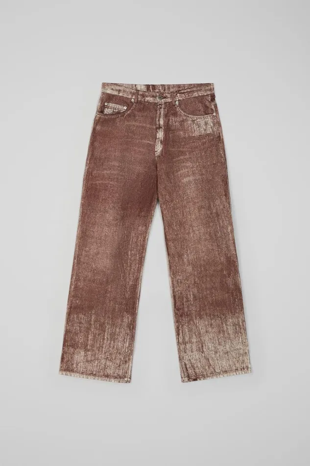 Denim Men Camper Denim Terracotta Paint Print Denim Jeans